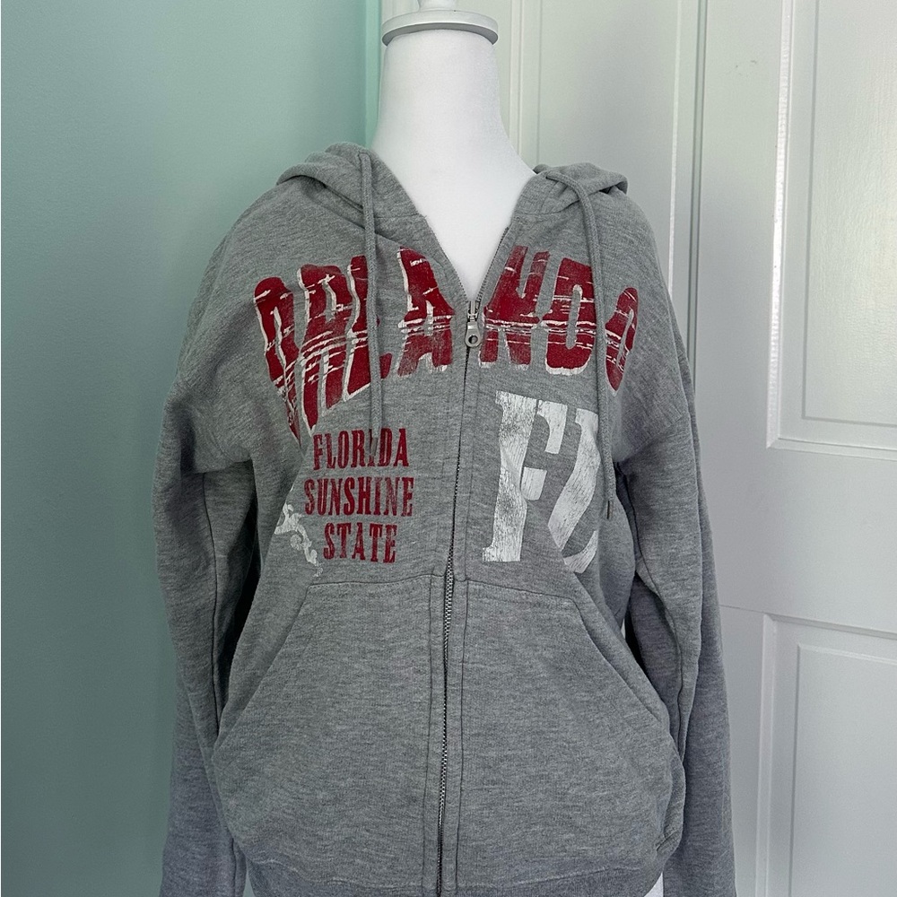 Gray Orlando Florida zip up hoodie